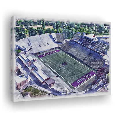 Washington-Grizzly Painting Stadium Watercolor, Missoula Montana, Sport Art, Gifts for him, Canvas Print Wall Art