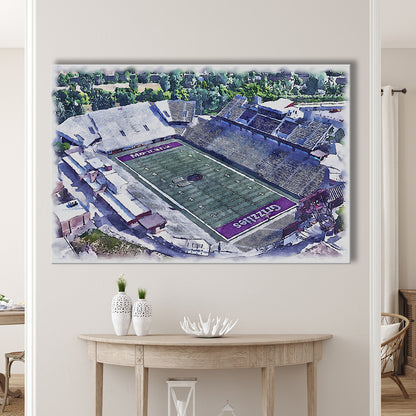 Washington-Grizzly Painting Stadium Watercolor, Missoula Montana, Sport Art, Gifts for him, Canvas Print Wall Art