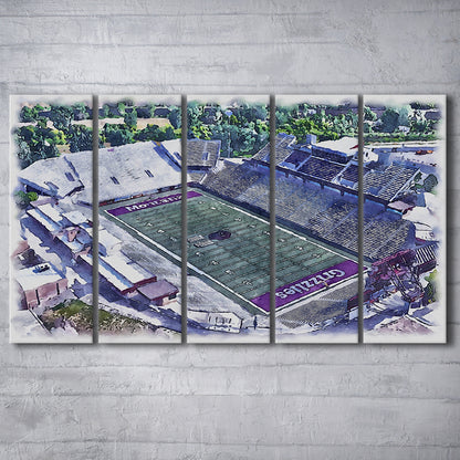 Washington-Grizzly Painting Stadium Watercolor, Missoula Montana Watercolor, Sport Art, Extra Large Canvas Print
