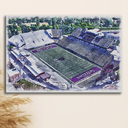 Washington-Grizzly Painting Stadium Watercolor, Missoula Montana, Sport Art, Gifts for him, Canvas Print Wall Art