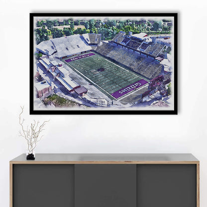Washington-Grizzly Painting Stadium Watercolor, Missoula Montana Watercolor, Sport Gift Art, Framed Art Print Wall Decor