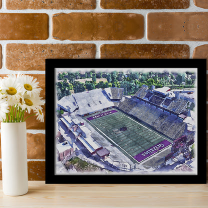 Washington-Grizzly Painting Stadium Watercolor, Missoula Montana Watercolor, Sport Gift Art, Framed Art Print Wall Decor