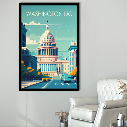 Washington DC Retro Art Print, Washington DC City Wall Art, Framed Art Print, Picture Framed, Painting Art