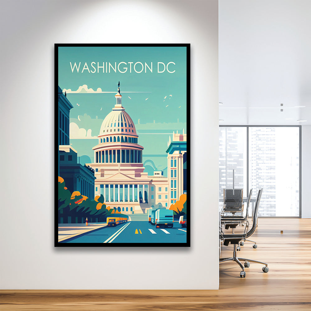 Washington DC Retro Art Print, Washington DC City Wall Art, Framed Art Print, Picture Framed, Painting Art