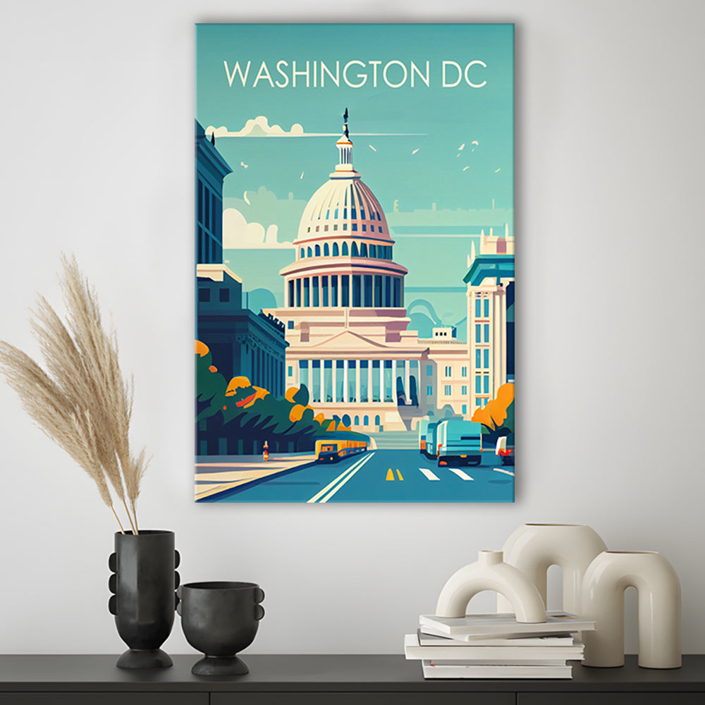 Washington DC Retro Art Print, Washington DC City Wall Art, Canvas Print, Painting Canvas, Living Room Decor