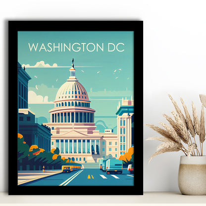Washington DC Retro Art Print, Washington DC City Wall Art, Framed Art Print, Picture Framed, Painting Art