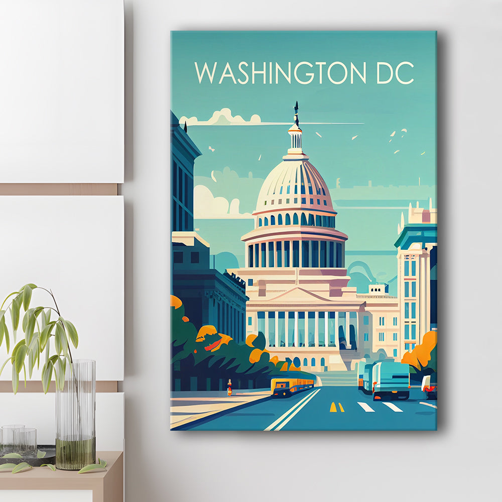 Washington DC Retro Art Print, Washington DC City Wall Art, Canvas Print, Painting Canvas, Living Room Decor