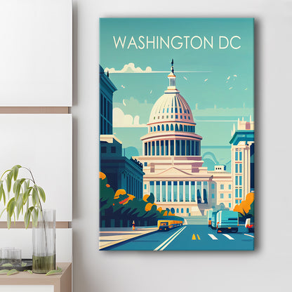 Washington DC Retro Art Print, Washington DC City Wall Art, Canvas Print, Painting Canvas, Living Room Decor