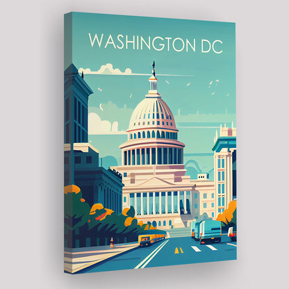 Washington DC Retro Art Print, Washington DC City Wall Art, Canvas Print, Painting Canvas, Living Room Decor