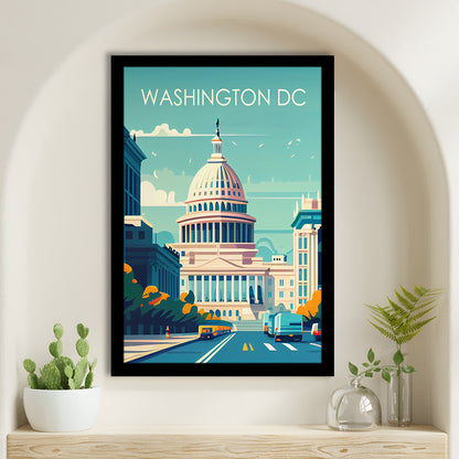 Washington DC Retro Art Print, Washington DC City Wall Art, Framed Art Print, Picture Framed, Painting Art