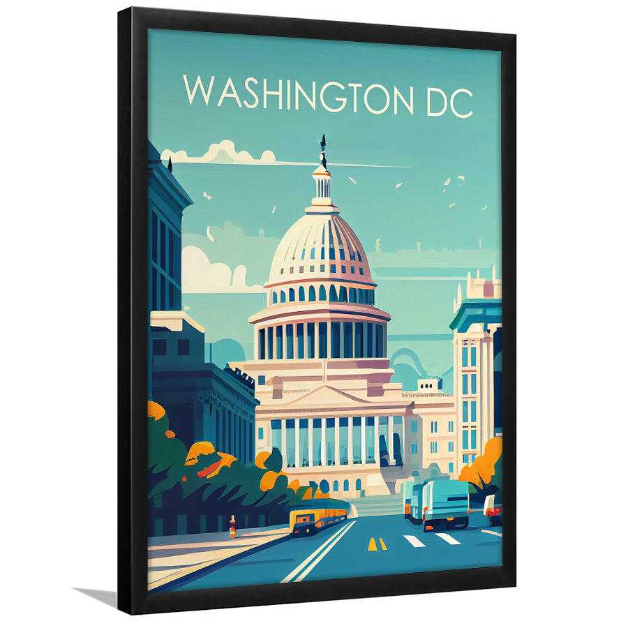 Washington DC Retro Art Print, Washington DC City Wall Art, Framed Art Print, Picture Framed, Painting Art