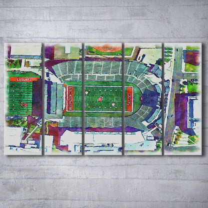 Washington State Cougars, Martin Painting Stadium Watercolor, Sport Art, Extra Large Canvas Print Wall Art