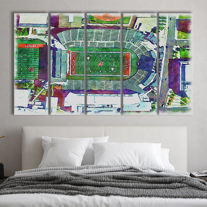 Washington State Cougars, Martin Painting Stadium Watercolor, Sport Art, Extra Large Canvas Print Wall Art