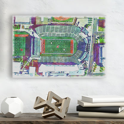 Washington State Cougars, Martin Painting Stadium Watercolor, Sport Art, Gifts for him, Canvas Print Wall Art