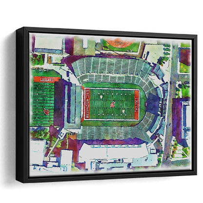 Washington State Cougars, Martin Painting Stadium Watercolor, Sport Gift Art, Framed Canvas Print Wall Art