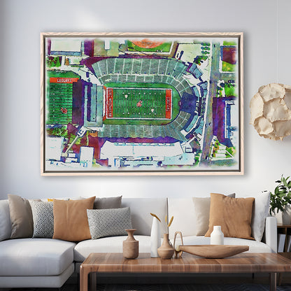 Washington State Cougars, Martin Painting Stadium Watercolor, Sport Gift Art, Framed Canvas Print Wall Art