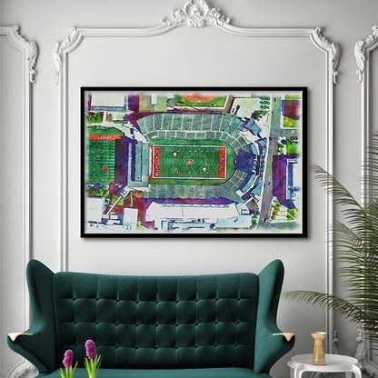 Washington State Cougars, Martin Painting Stadium Watercolor, Sport Gift Art, Framed Art Print Wall Decor