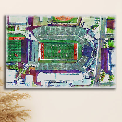 Washington State Cougars, Martin Painting Stadium Watercolor, Sport Art, Gifts for him, Canvas Print Wall Art