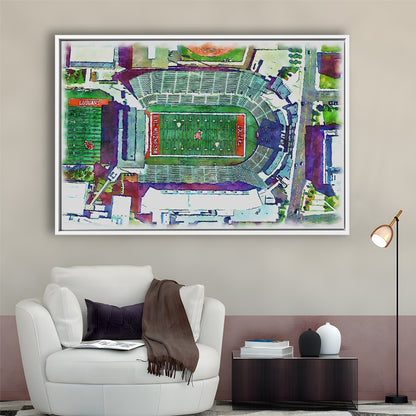 Washington State Cougars, Martin Painting Stadium Watercolor, Sport Gift Art, Framed Canvas Print Wall Art
