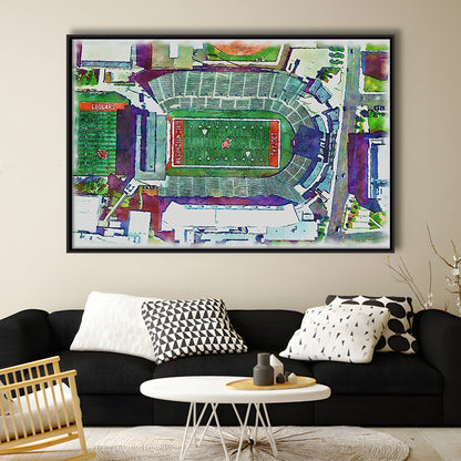 Washington State Cougars, Martin Painting Stadium Watercolor, Sport Gift Art, Framed Canvas Print Wall Art