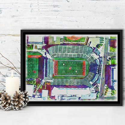 Washington State Cougars, Martin Painting Stadium Watercolor, Sport Gift Art, Framed Canvas Print Wall Art