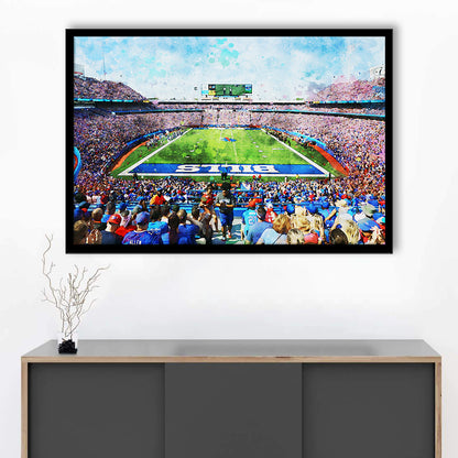 Watercolor Bills Stadium in New York, Stadium , Sport Art, Gift for him, Framed Art Print Wall Decor, Framed Picture