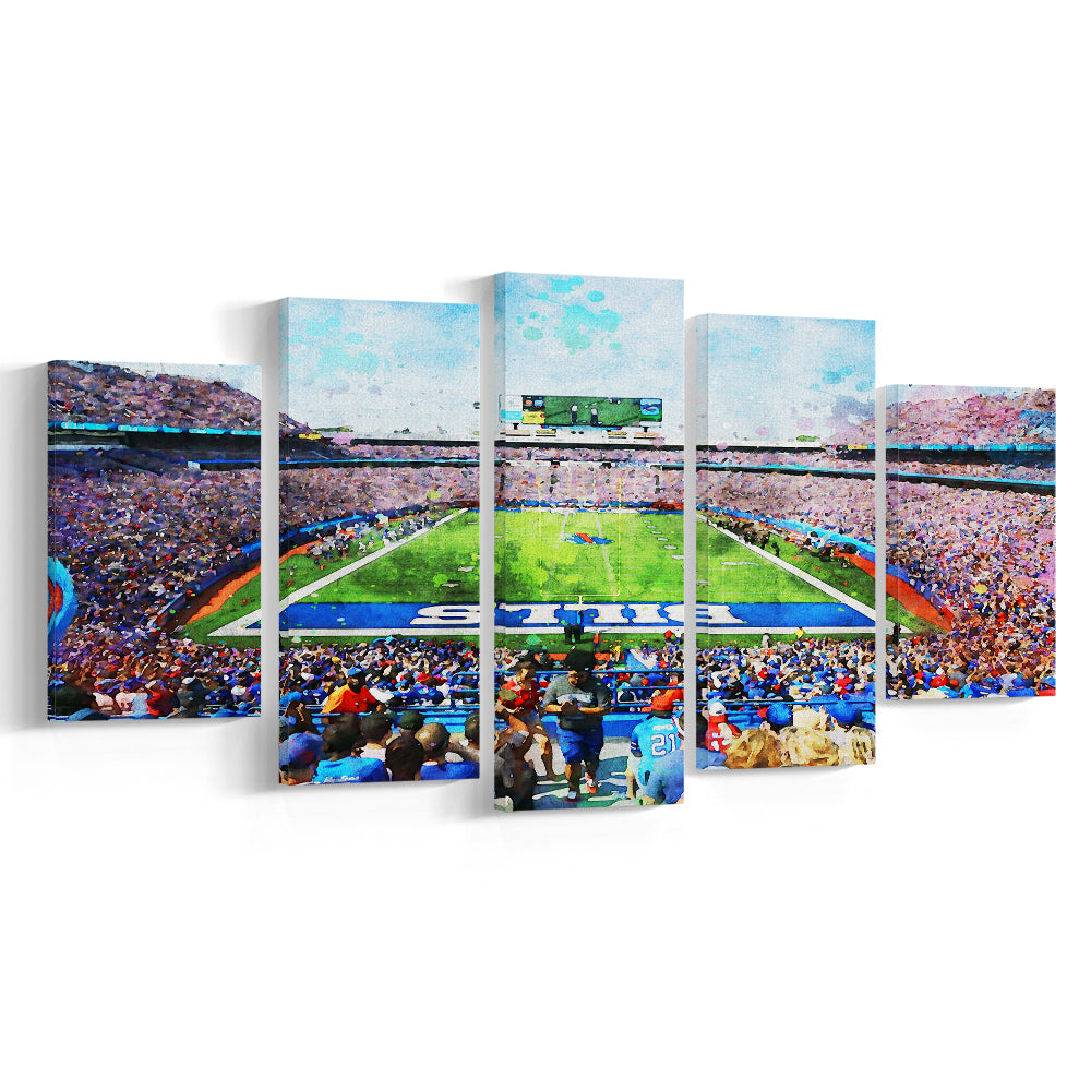 Watercolor Bills Stadium in New York, Stadium Canvas, Sport Art, Gift for him, Mixed Panels Canvas Print Wall Art