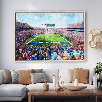 Watercolor Bills Stadium in New York, Stadium Canvas, Sport Art, Gift for him, Floating Framed Canvas Print Wall Art