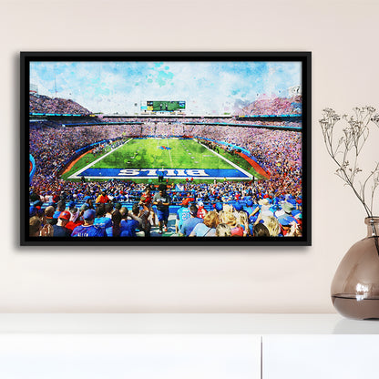 Watercolor Bills Stadium in New York, Stadium Canvas, Sport Art, Gift for him, Floating Framed Canvas Print Wall Art