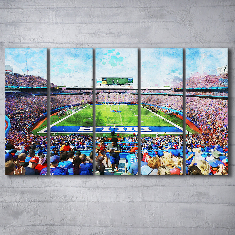 Watercolor Bills Stadium in New York, Stadium Canvas, Sport Art, Gift for him, Multi Panels Canvas Print Wall Art