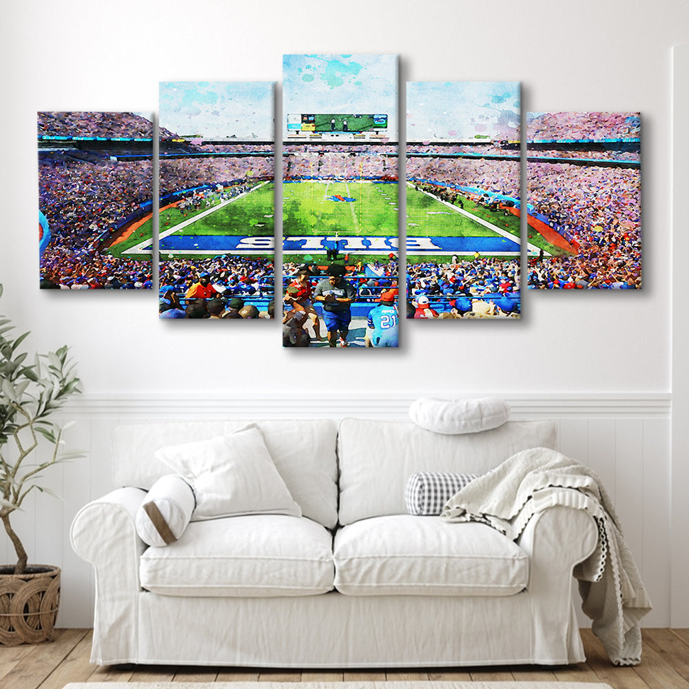 Watercolor Bills Stadium in New York, Stadium Canvas, Sport Art, Gift for him, Mixed Panels Canvas Print Wall Art