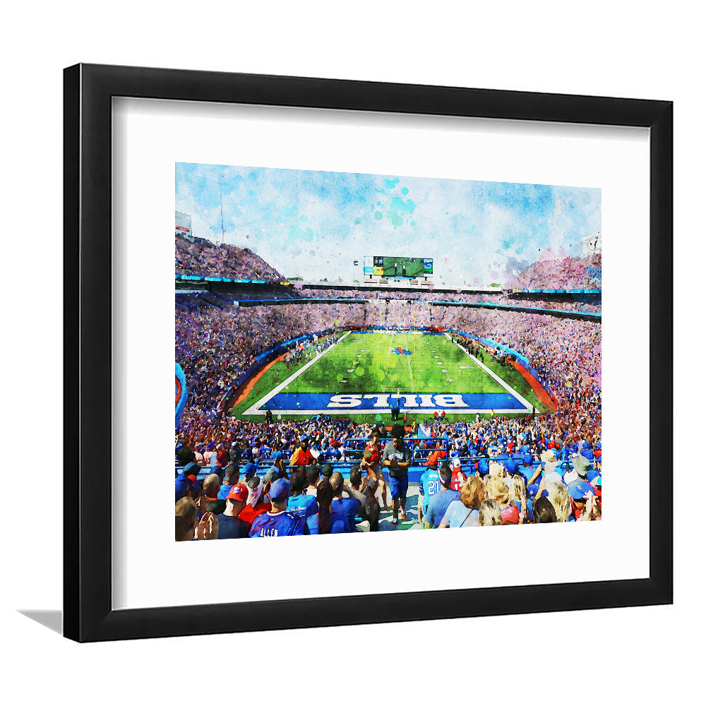 Watercolor Bills Stadium in New York, Stadium , Sport Art, Gift for him, Framed Art Print White Border Wall Decor