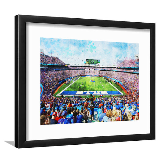 Watercolor Bills Stadium in New York, Stadium , Sport Art, Gift for him, Framed Art Print White Border Wall Decor