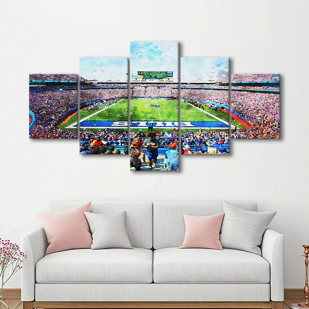 Watercolor Bills Stadium in New York, Stadium Canvas, Sport Art, Gift for him, Mixed Panels Canvas Print Wall Art