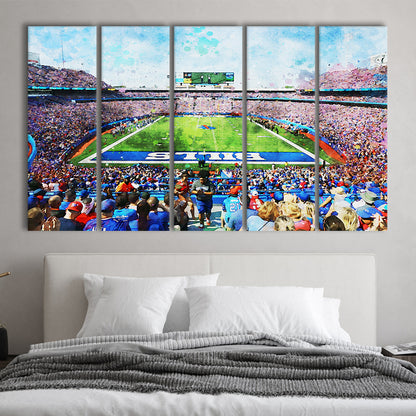 Watercolor Bills Stadium in New York, Stadium Canvas, Sport Art, Gift for him, Multi Panels Canvas Print Wall Art