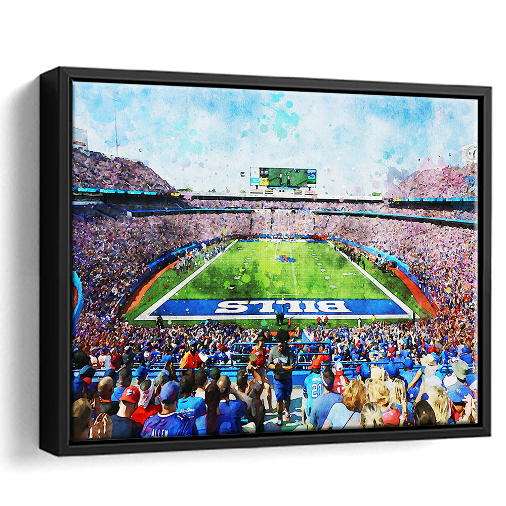 Watercolor Bills Stadium in New York, Stadium Canvas, Sport Art, Gift for him, Floating Framed Canvas Print Wall Art