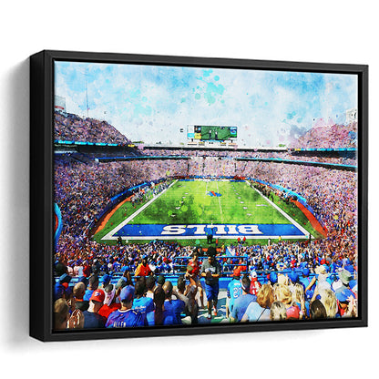 Watercolor Bills Stadium in New York, Stadium Canvas, Sport Art, Gift for him, Floating Framed Canvas Print Wall Art