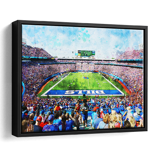 Watercolor Bills Stadium in New York, Stadium Canvas, Sport Art, Gift for him, Floating Framed Canvas Print Wall Art