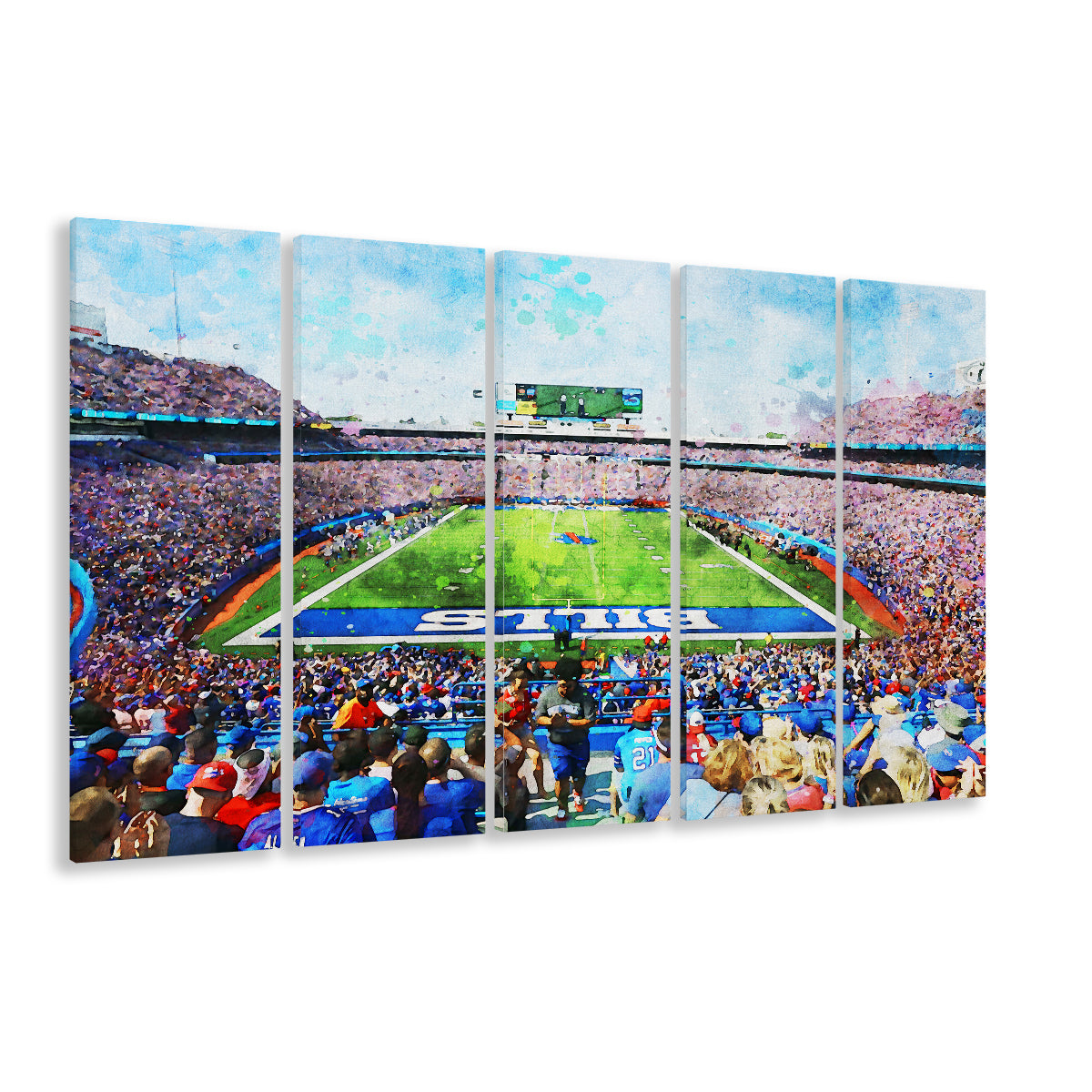 Watercolor Bills Stadium in New York, Stadium Canvas, Sport Art, Gift for him, Multi Panels Canvas Print Wall Art