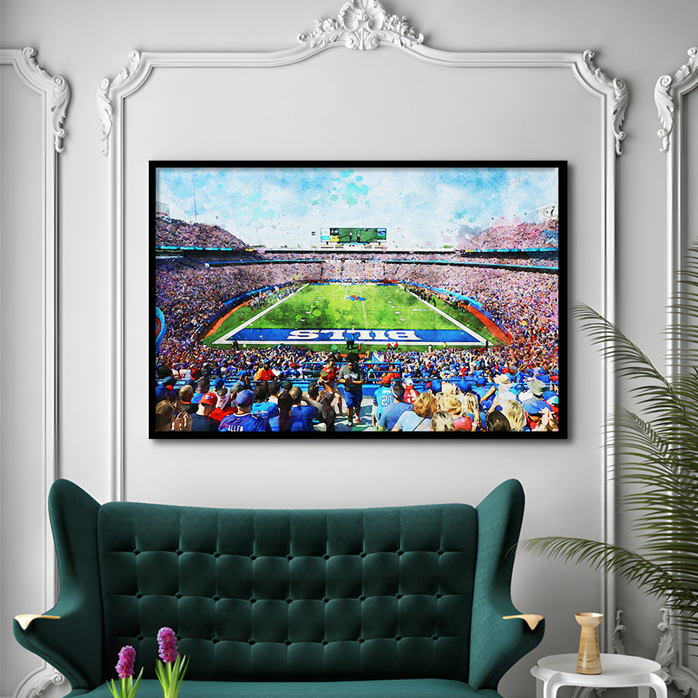 Watercolor Bills Stadium in New York, Stadium , Sport Art, Gift for him, Framed Art Print Wall Decor, Framed Picture