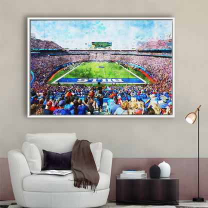 Watercolor Bills Stadium in New York, Stadium Canvas, Sport Art, Gift for him, Floating Framed Canvas Print Wall Art