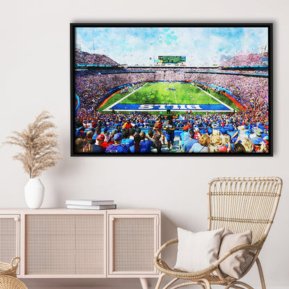 Watercolor Bills Stadium in New York, Stadium Canvas, Sport Art, Gift for him, Floating Framed Canvas Print Wall Art