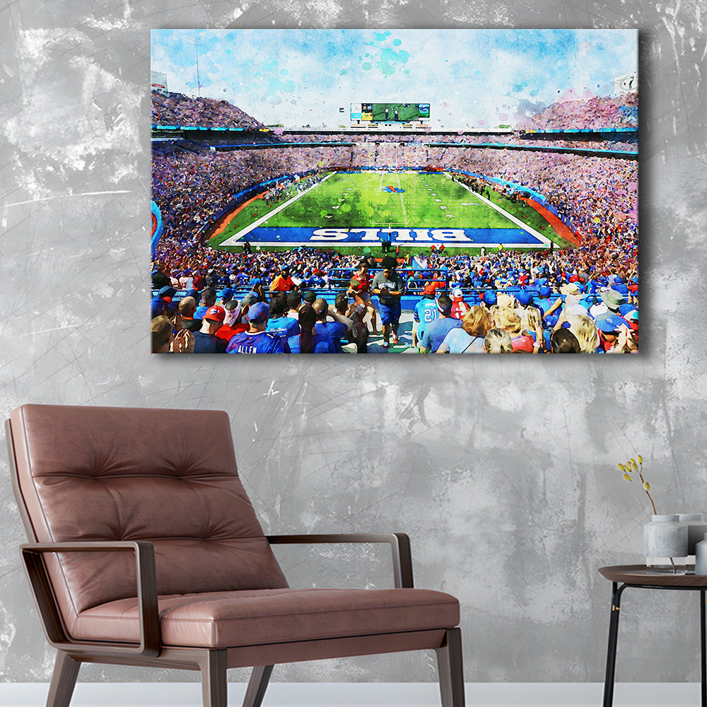 Watercolor Bills Stadium in New York, Stadium Canvas, Sport Art, Gift for him, Canvas Print Wall Art Home Decor