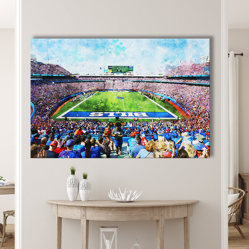 Watercolor Bills Stadium in New York, Stadium Canvas, Sport Art, Gift for him, Canvas Print Wall Art Home Decor
