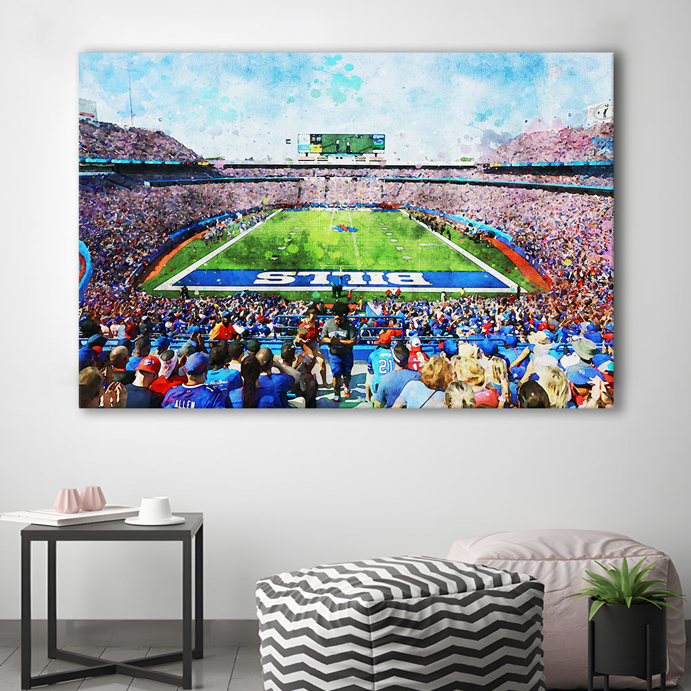 Watercolor Bills Stadium in New York, Stadium Canvas, Sport Art, Gift for him, Canvas Print Wall Art Home Decor