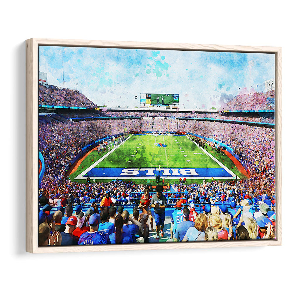 Watercolor Bills Stadium in New York, Stadium Canvas, Sport Art, Gift for him, Floating Framed Canvas Print Wall Art