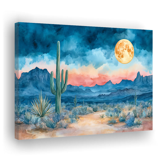 Watercolor Moody Desert Painting Pastel, Canvas Art Decor Print, Painting Art, Canvas Print Wall Art Home Decor