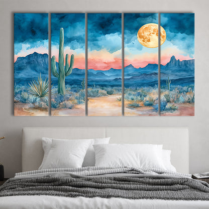 Watercolor Moody Desert Painting Pastel, Canvas Art Print, Painting Art, Multi Panels Canvas Print Wall Art