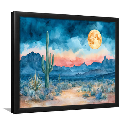 Watercolor Moody Desert Painting Pastel, Framed  Print, Painting Art, Framed Art Print Wall Decor, Framed Picture