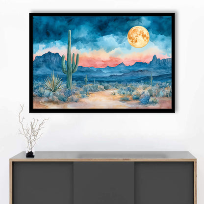 Watercolor Moody Desert Painting Pastel, Framed  Print, Painting Art, Framed Art Print Wall Decor, Framed Picture